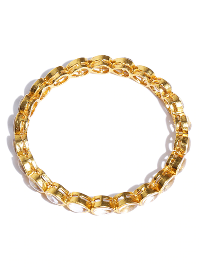 Gold-Polished Alloy Kundan Studded 4 Bangle Set - The Pari