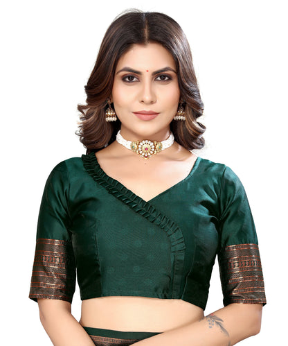 Vamika Weaving Banarasi Jacquard Green Kanjivaram Saree