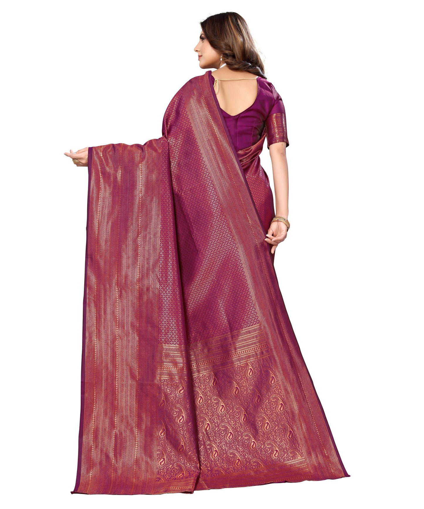 Vamika Weaving Banarasi Jacquard Purple Kanjivaram Saree
