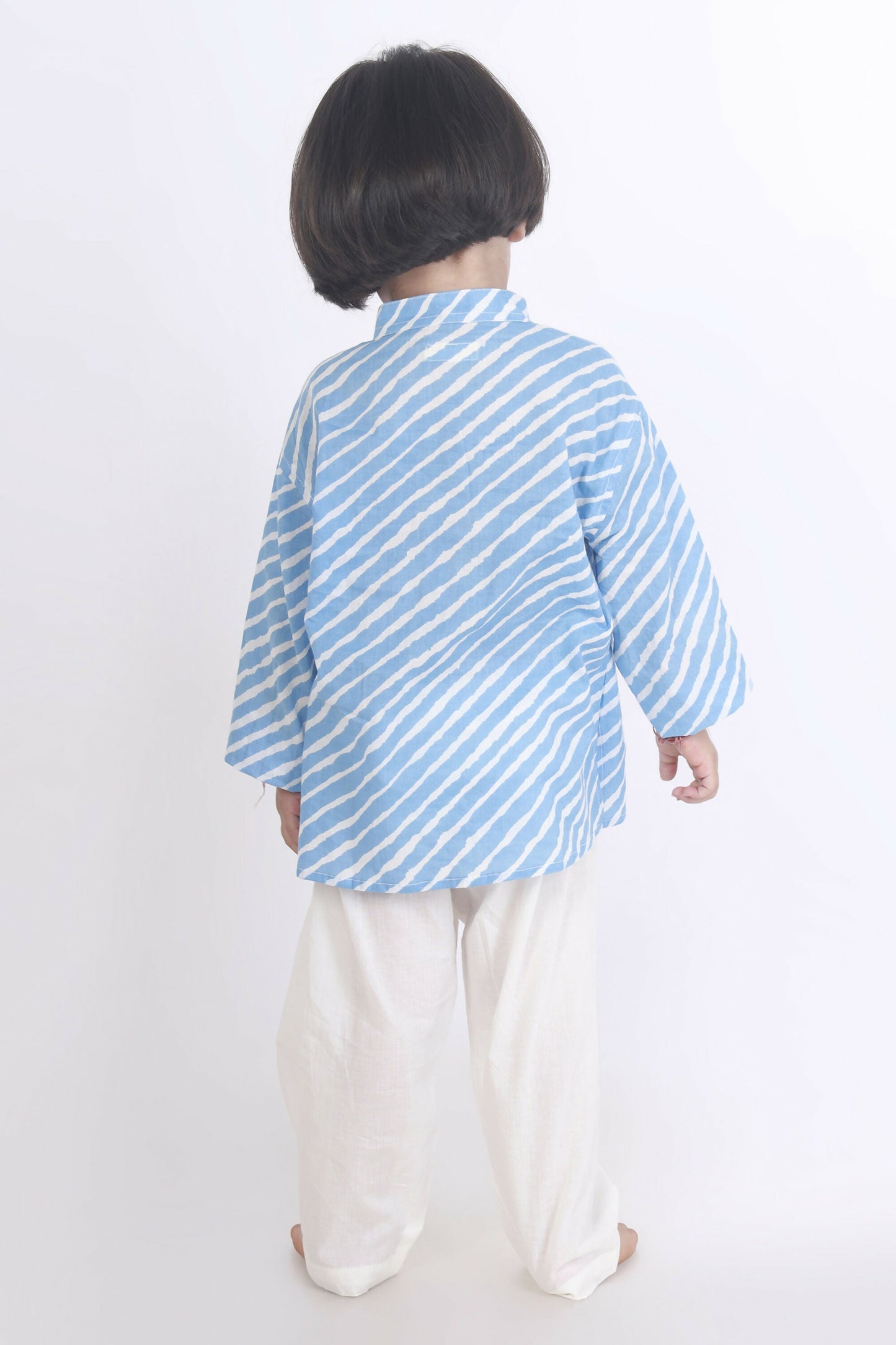 Breathables Kids Cotton Night Suit – Blue Striped Kurta & Pyjama Co-Ord Set For Boys & Girls