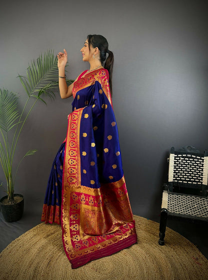 Joban Fashion Red Butti Banarasi Silk Sarees
