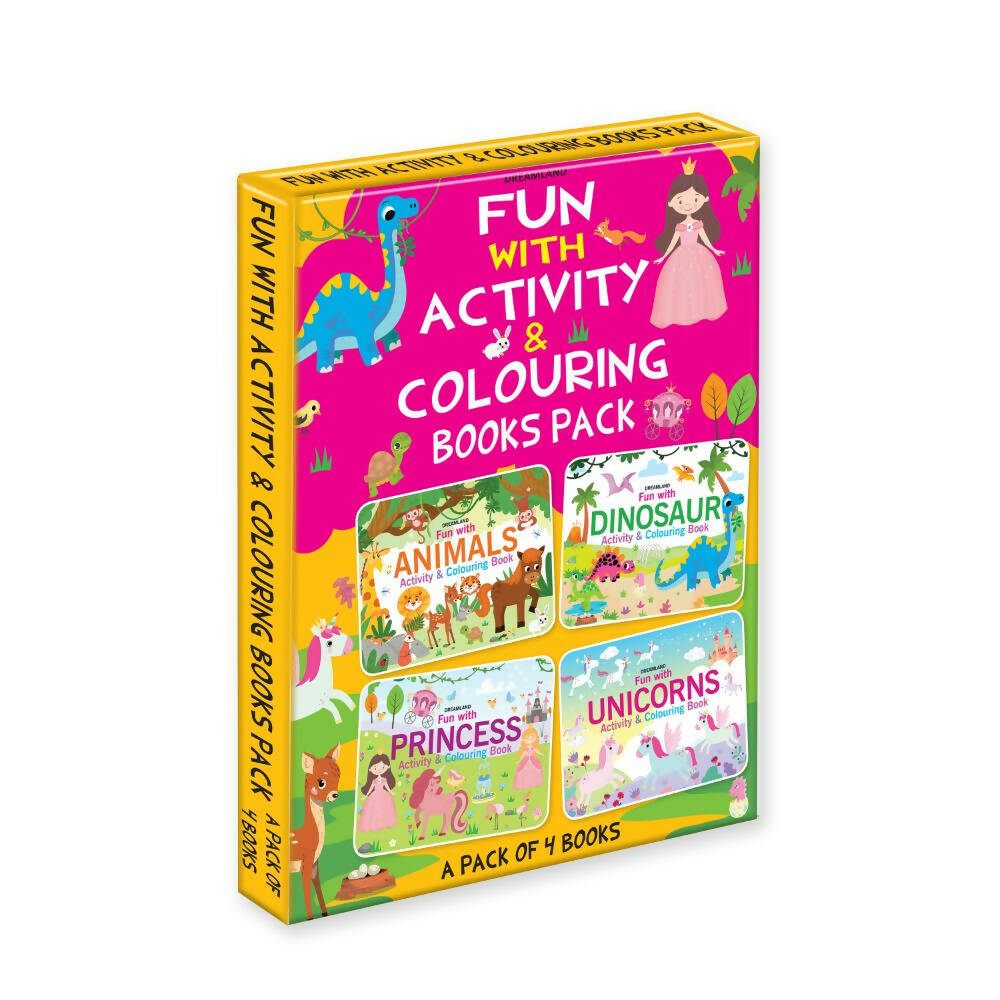 Dreamland Fun with Activity & Colouring Books Pack- A Pack of 4 Books : Children Interactive & Activity Book