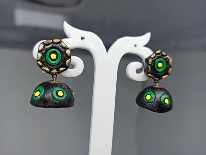 Terracotta Small Jhumkas With Studs-Black