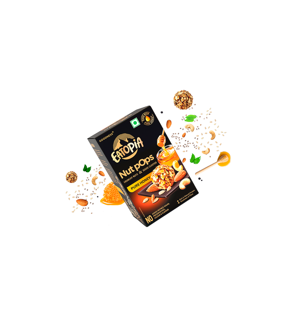 Eatopia Nut Pops Crunchy Nuts & Seeds Cluster - Pure Honey
