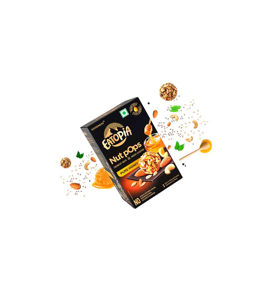 Eatopia Nut Pops Crunchy Nuts & Seeds Cluster - Pure Honey
