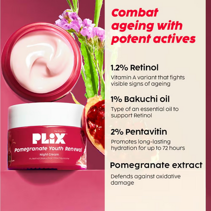 PLIX The Plant Fix 1.20% Retinol & 1% Bakuchi Oil Pomegranate Anti Ageing Night Cream