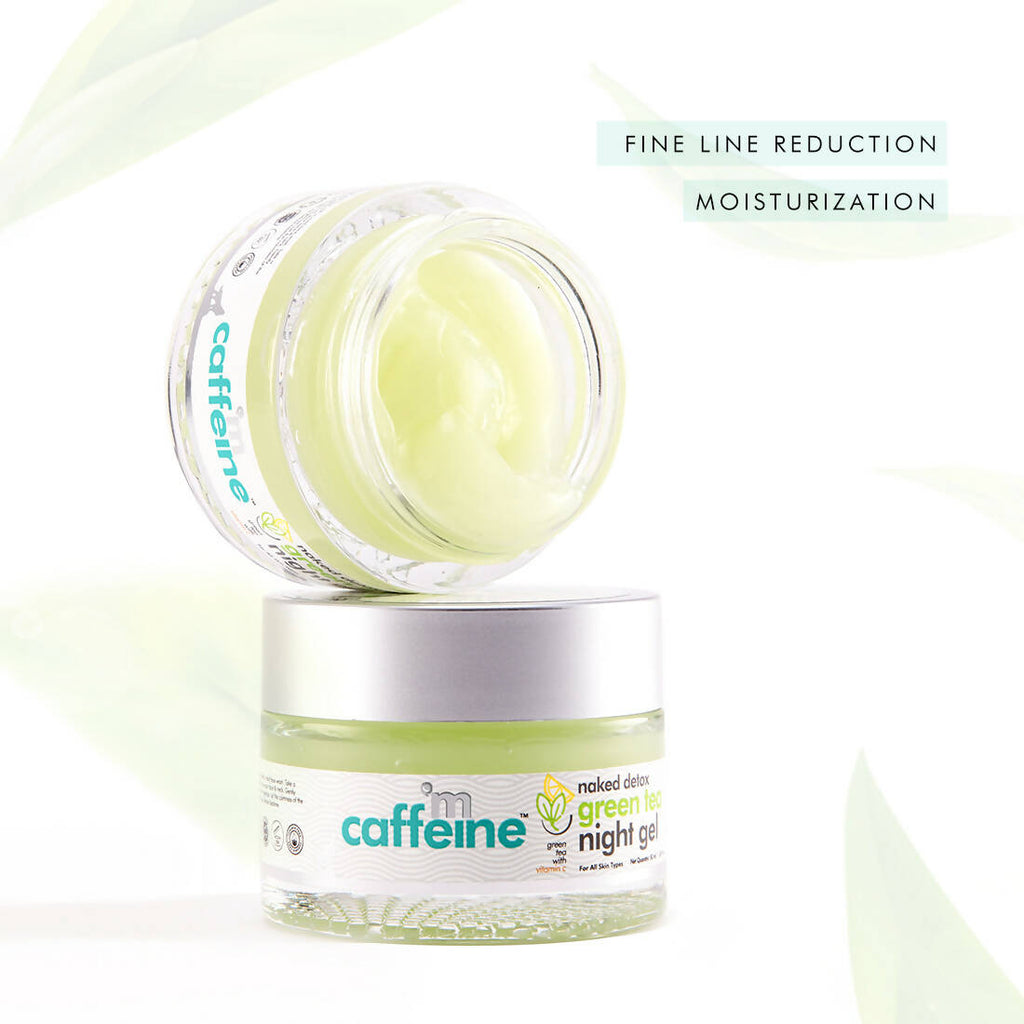 mCaffeine Naked Detox Green Tea Night Gel with Vitamin C – Hydrating & Anti-Aging Formula, 50 ml