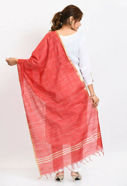 Mominos Fashion Moeza Women's Cotton Zari Box Red Dupatta
