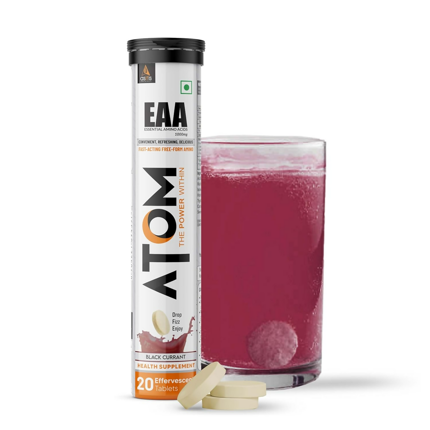 As-It-Is Atom Eaa Effervescent Tablets Black Currant Flavour