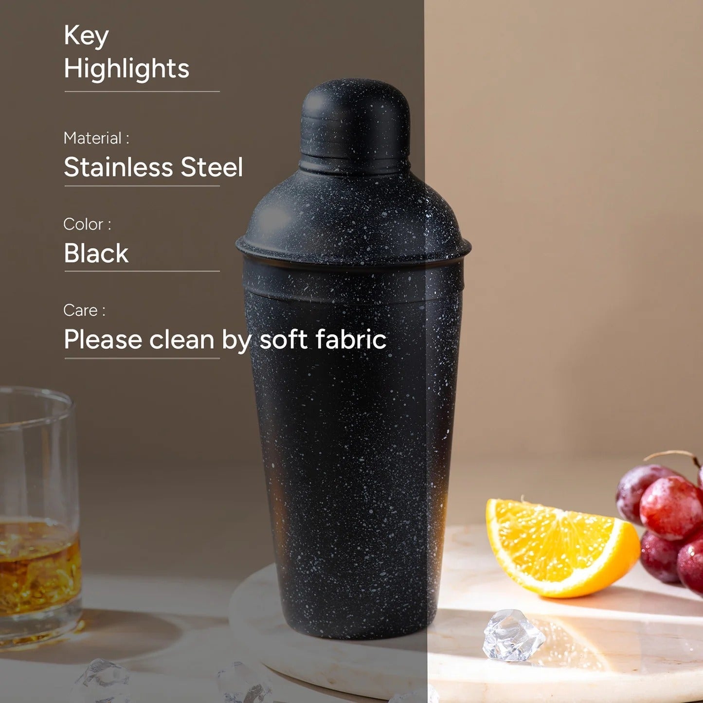 Nestroots The Unbeatable Premium Cocktail Shaker Matte Black Speckled