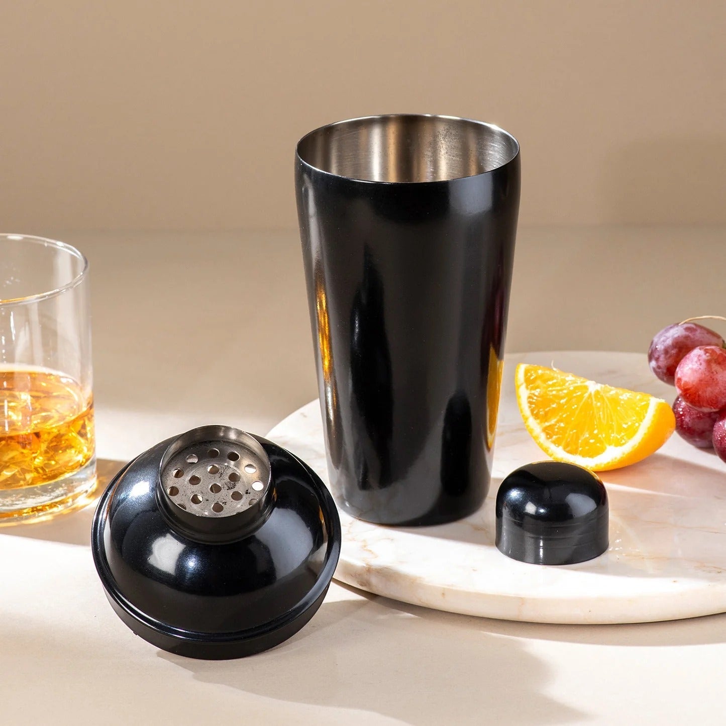 Nestroots The Unblemished Cocktail Mocktail Shaker Glossy Black Stainless Steel