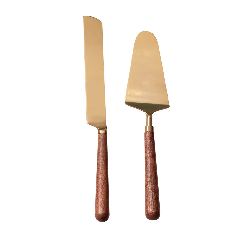 Nestroots Elegant Cake Server Wooden Handle Set of 2