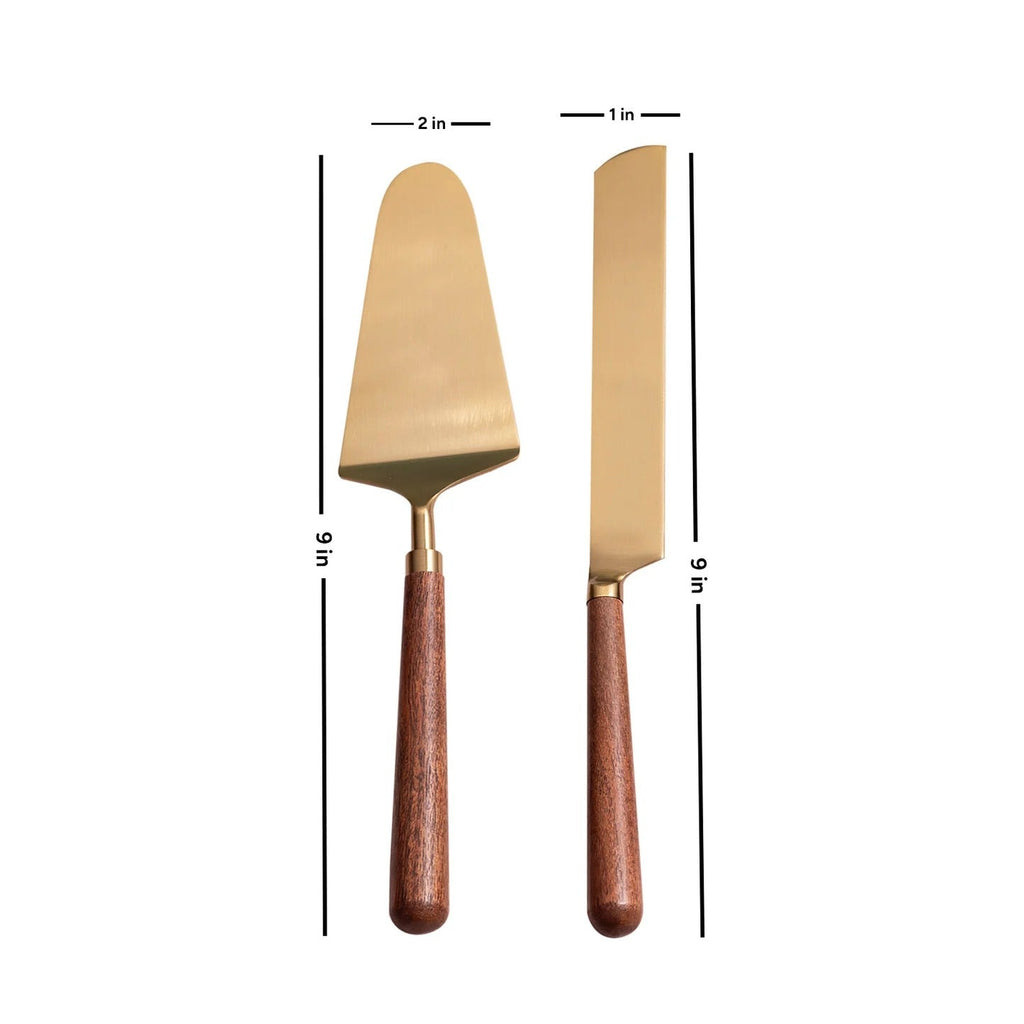 Nestroots Elegant Cake Server Wooden Handle Set of 2