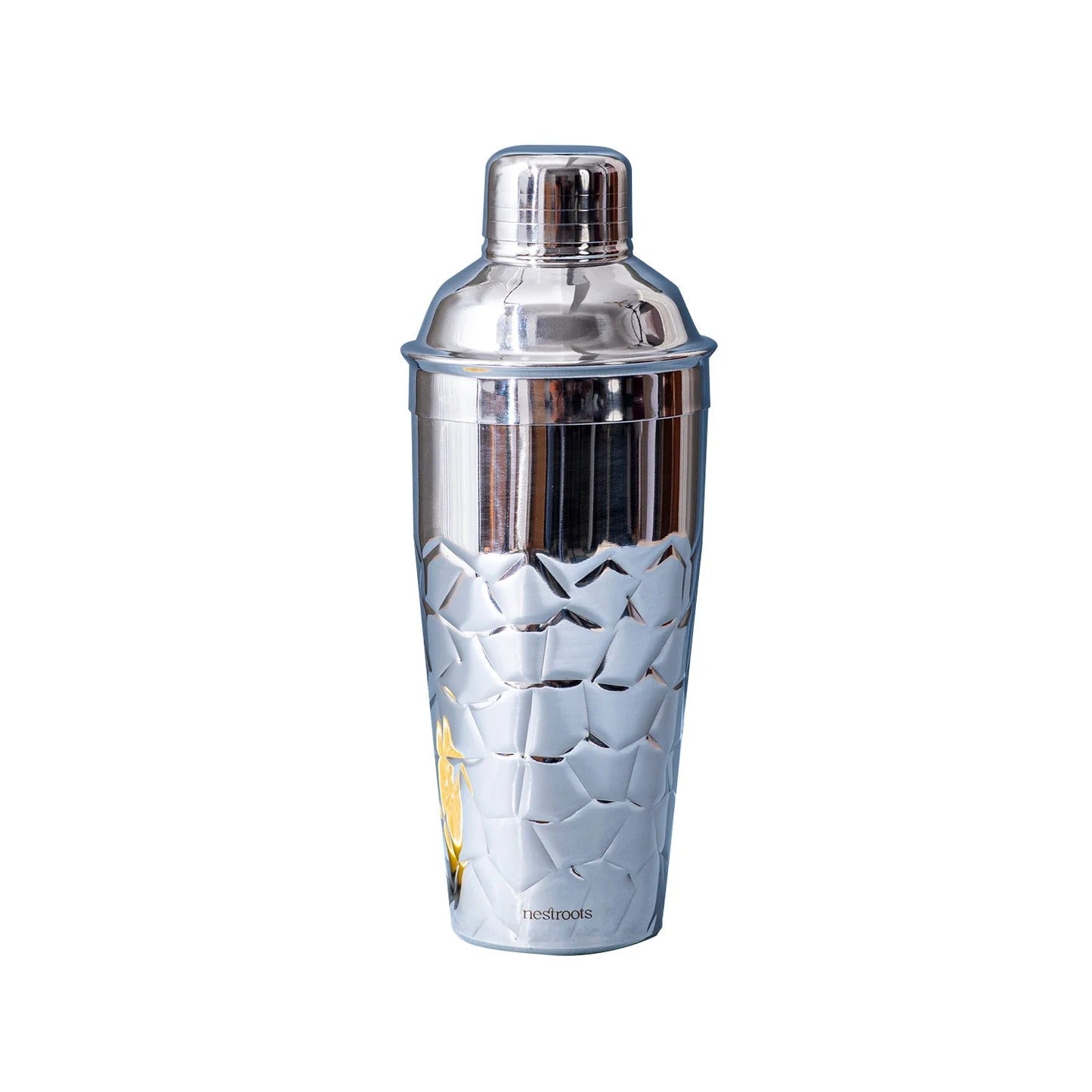 Nestroots Stylish Silver Hammered Bar Cocktail Shaker Stainless Steel