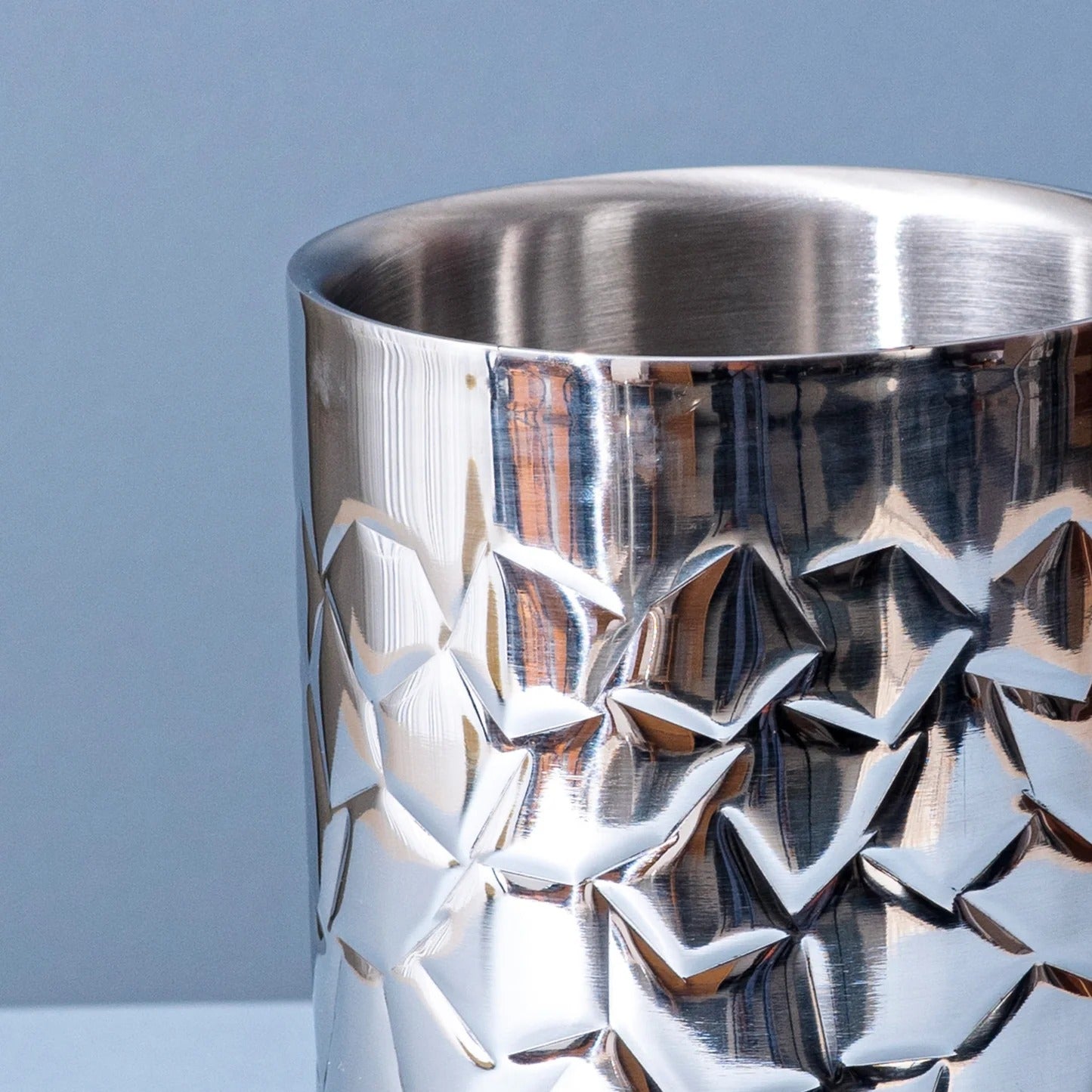 Nestroots Stylish Silver Hammered Bar Wine Cooler Chiller Double Walled Stainless Steel