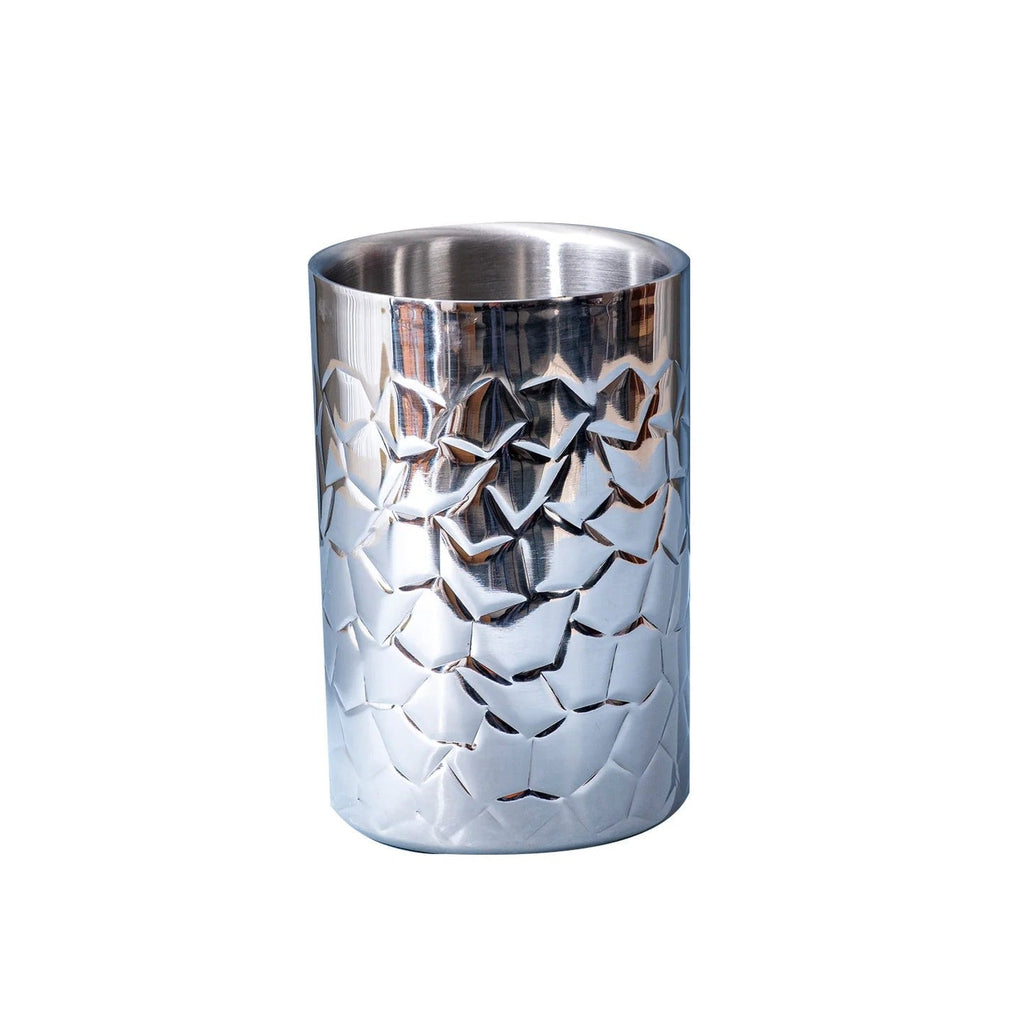 Nestroots Stylish Silver Hammered Bar Wine Cooler Chiller Double Walled Stainless Steel