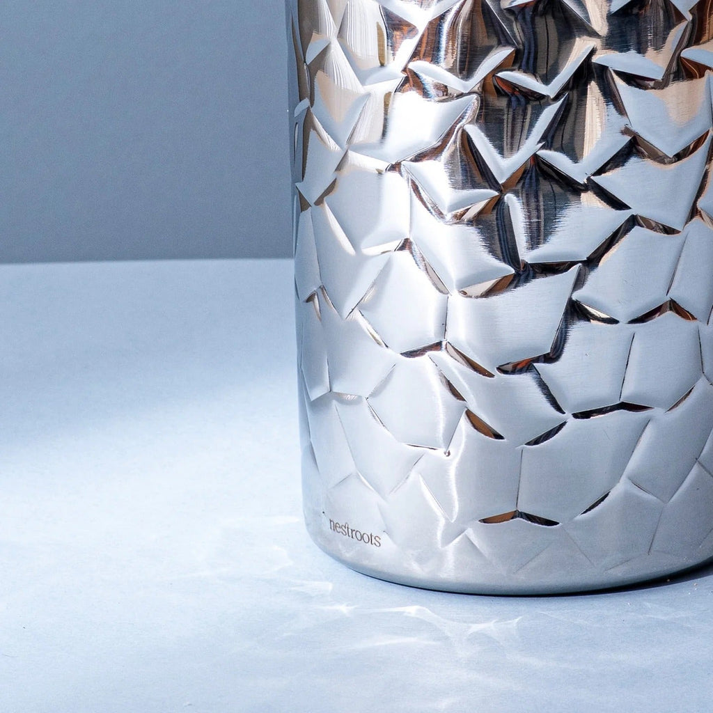 Nestroots Stylish Silver Hammered Bar Wine Cooler Chiller Double Walled Stainless Steel