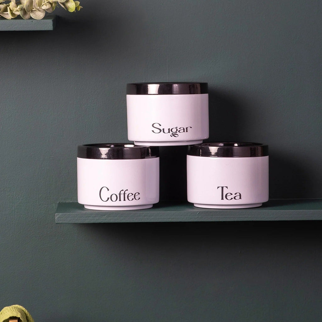 Nestroots Sleek Canister Jars Set of 3 for Storage Tea Coffee Sugar