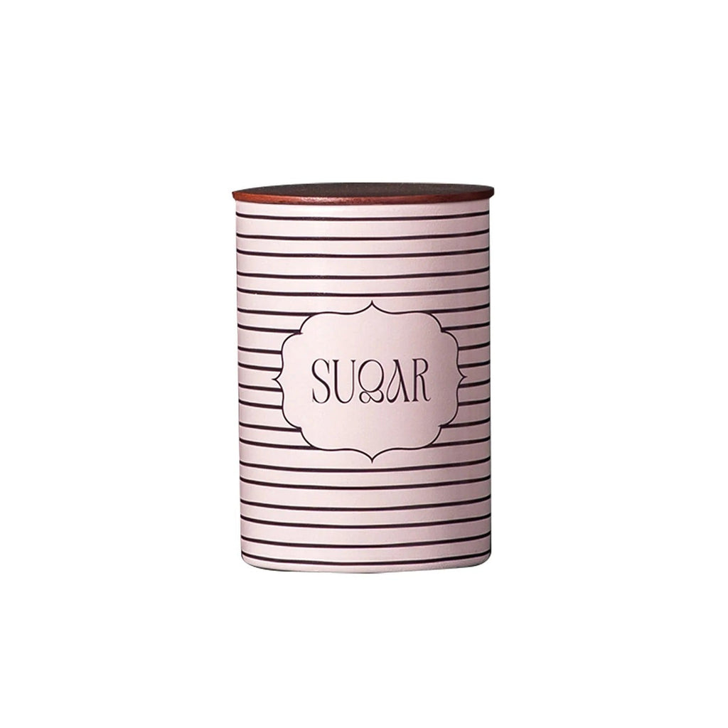 Nestroots Elegant Striped Jars Canister Set of 4 for Tea Coffee Sugar Namkeen
