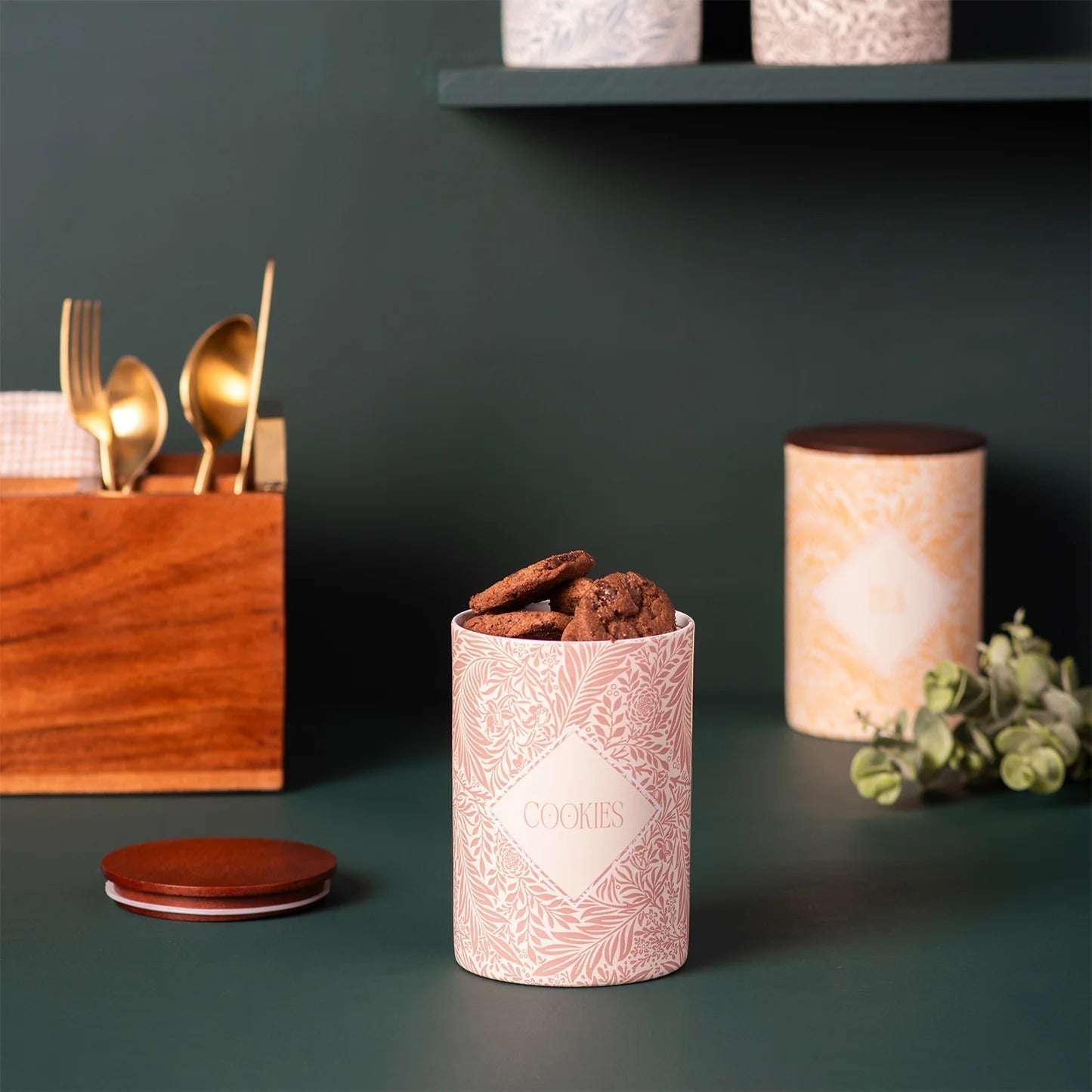 Nestroots Exquisite Floral Jars Canister Set of 4 for Tea Coffee Sugar Namkeen