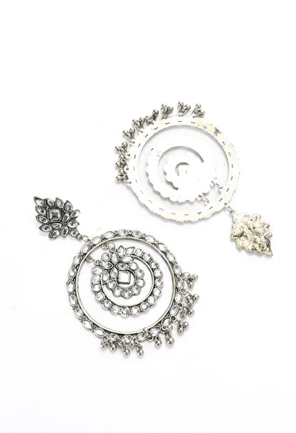 Mominos Fashion Johar Kamal Women's White Kundan Circles Earrings