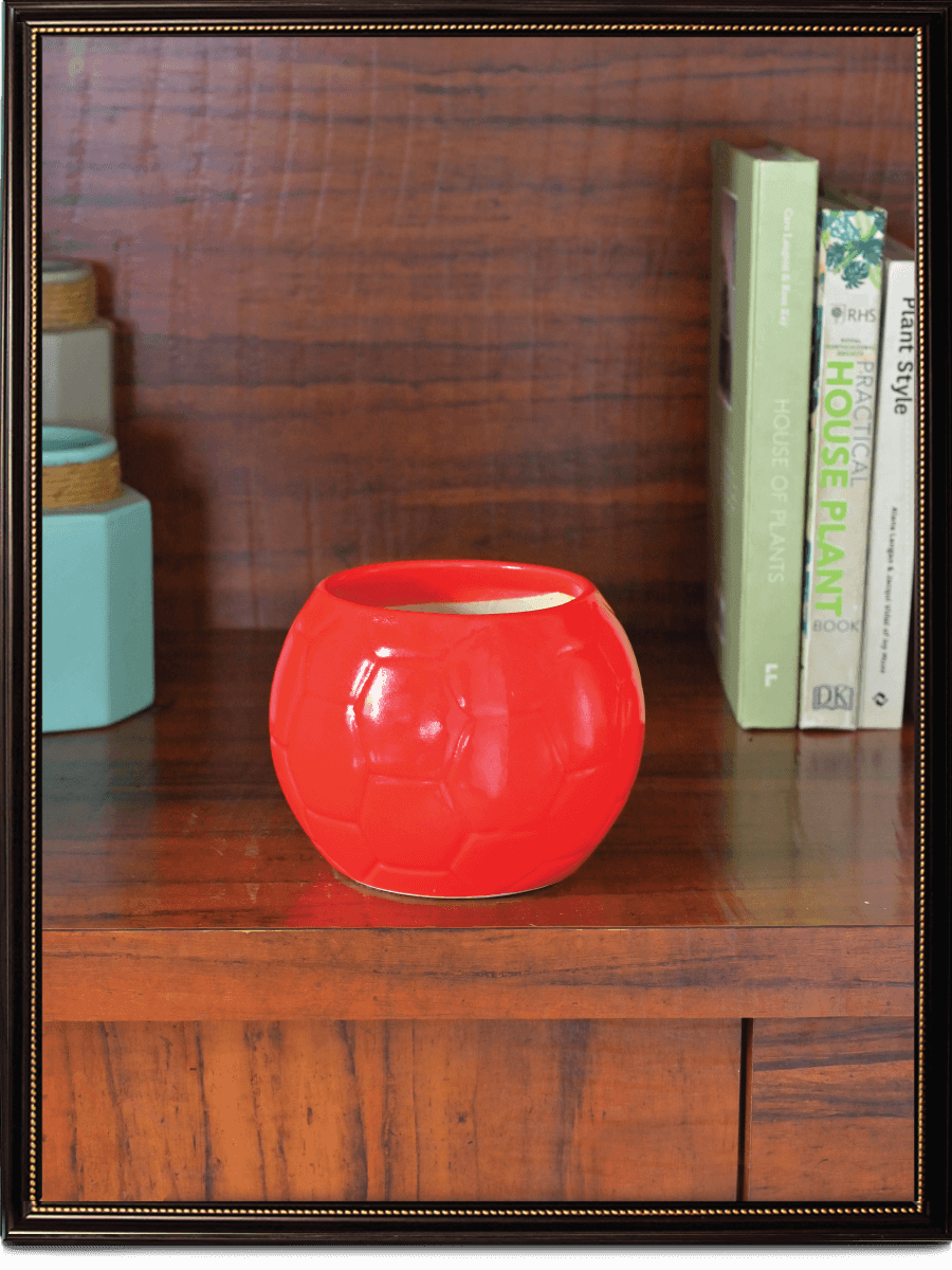 Red Football Ceramic Pot