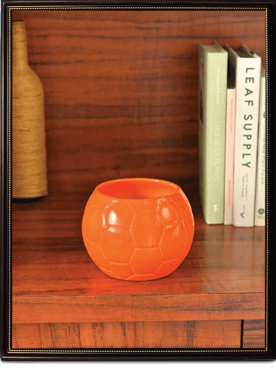 Orange Football Ceramic Pot