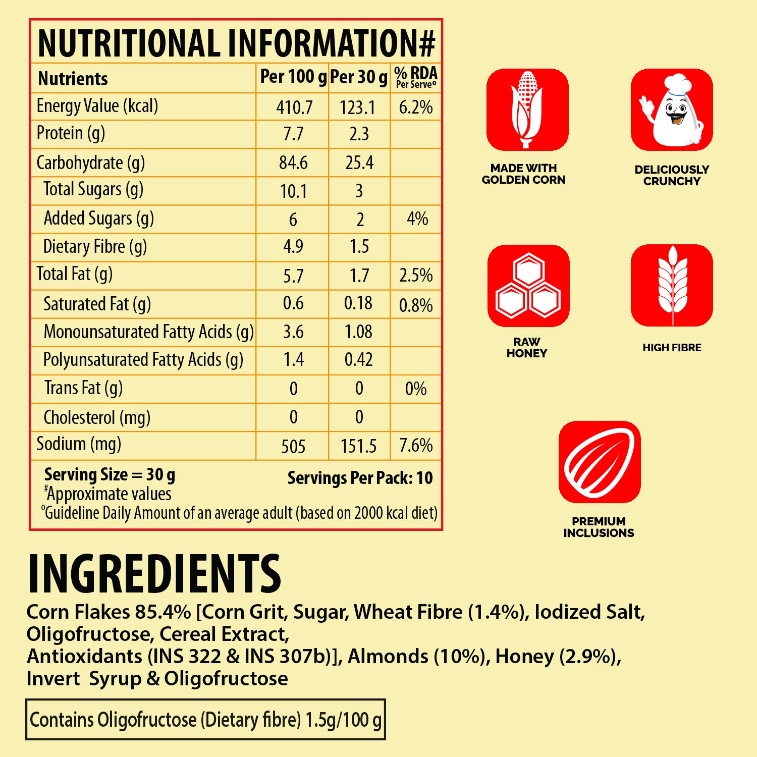 Bagrry's Corn Flakes Plus - Almond and Honey