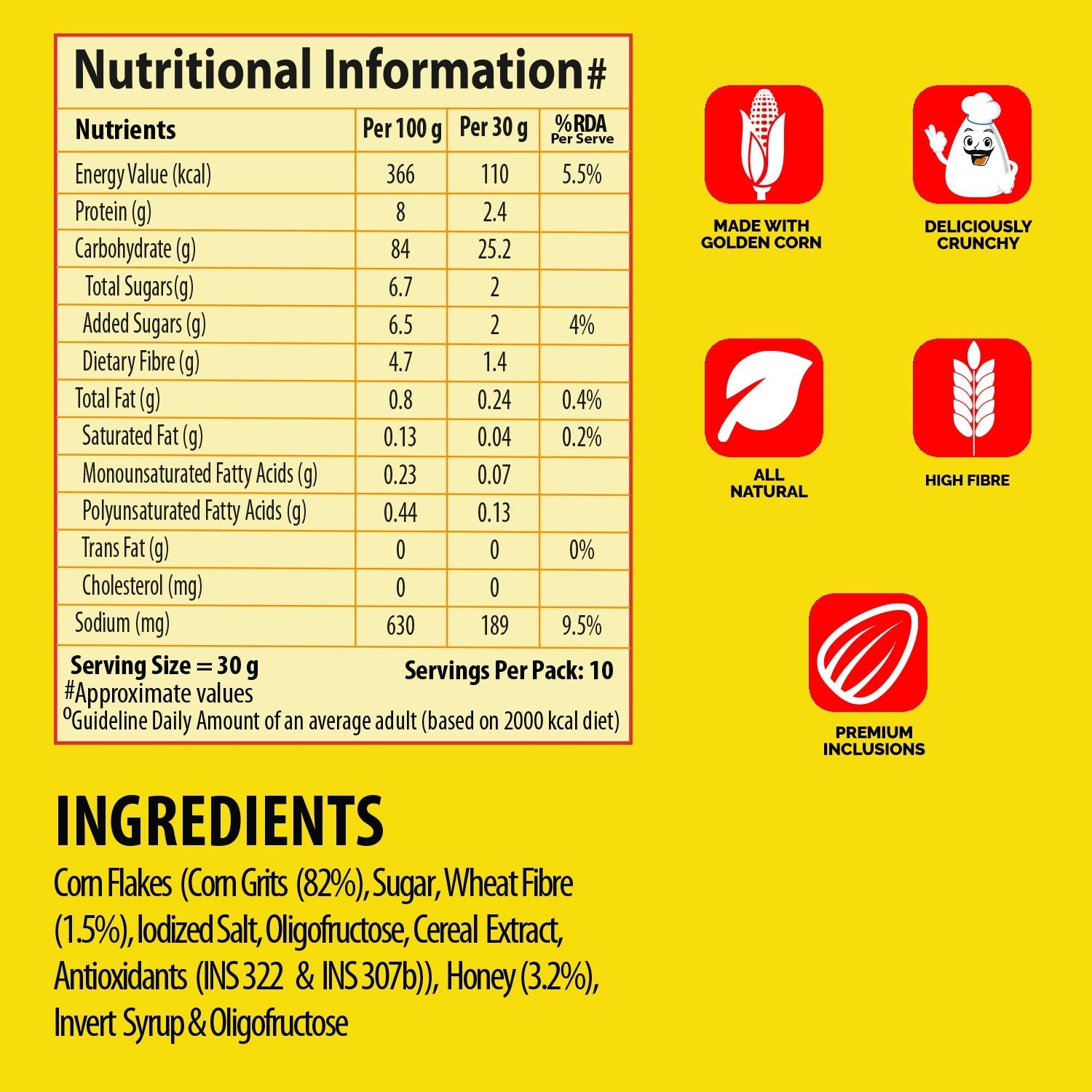 Bagrry's Corn Flakes Plus - Real Honey - 300 gms (pack of 2)