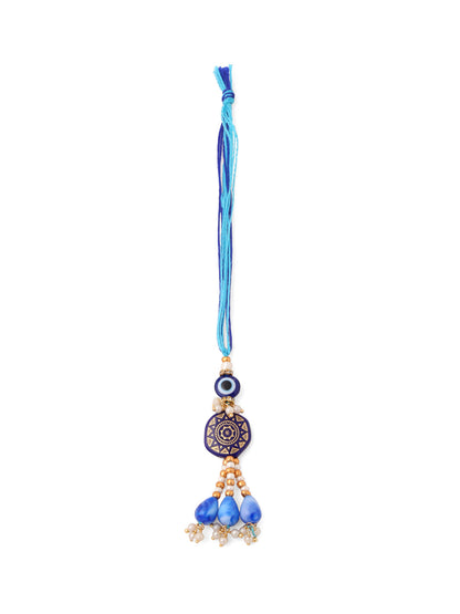 NVR Evil Eye Set of 2 Blue Artificial Beads Bhaiya Bhabhi Rakhi Combo