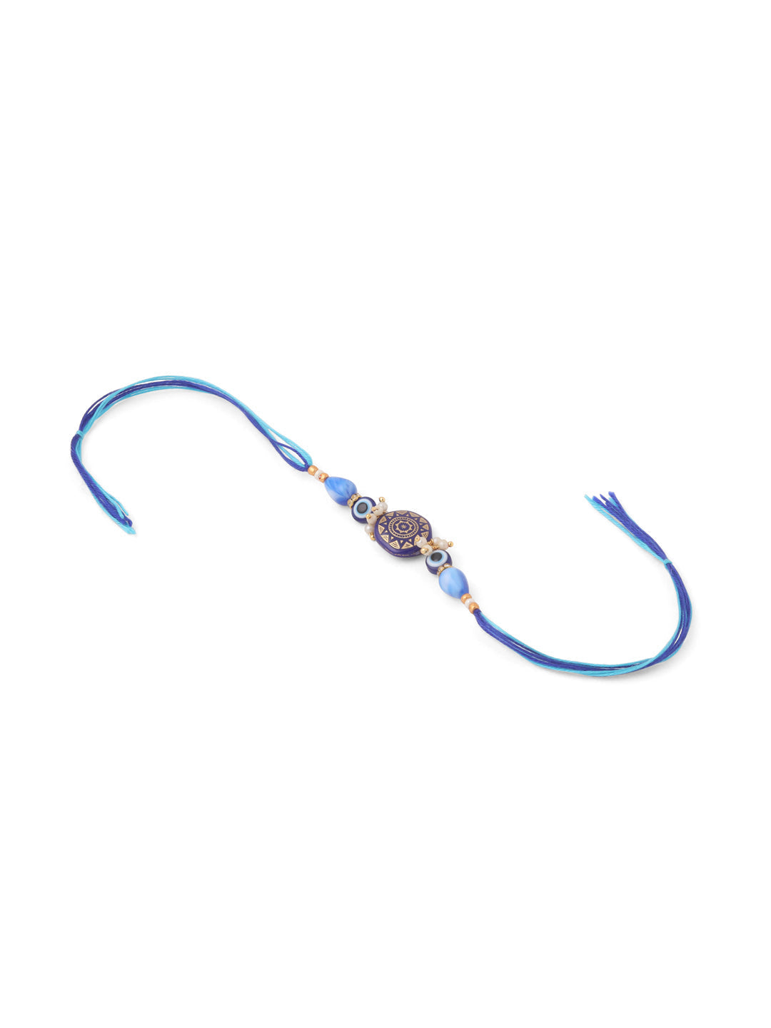 NVR Evil Eye Set of 2 Blue Artificial Beads Bhaiya Bhabhi Rakhi Combo