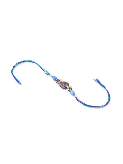 NVR Evil Eye Set of 2 Blue Artificial Beads Bhaiya Bhabhi Rakhi Combo