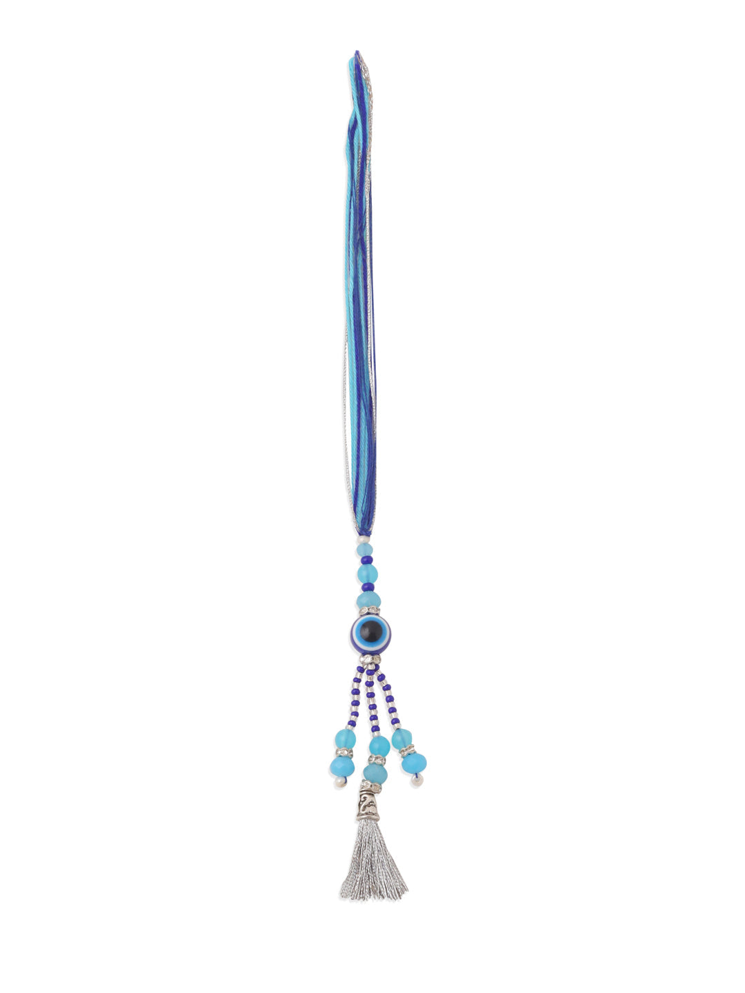 NVR Set of 2 Blue Evil Eye Artificial Beads Bhaiya Bhabhi Rakhi Combo