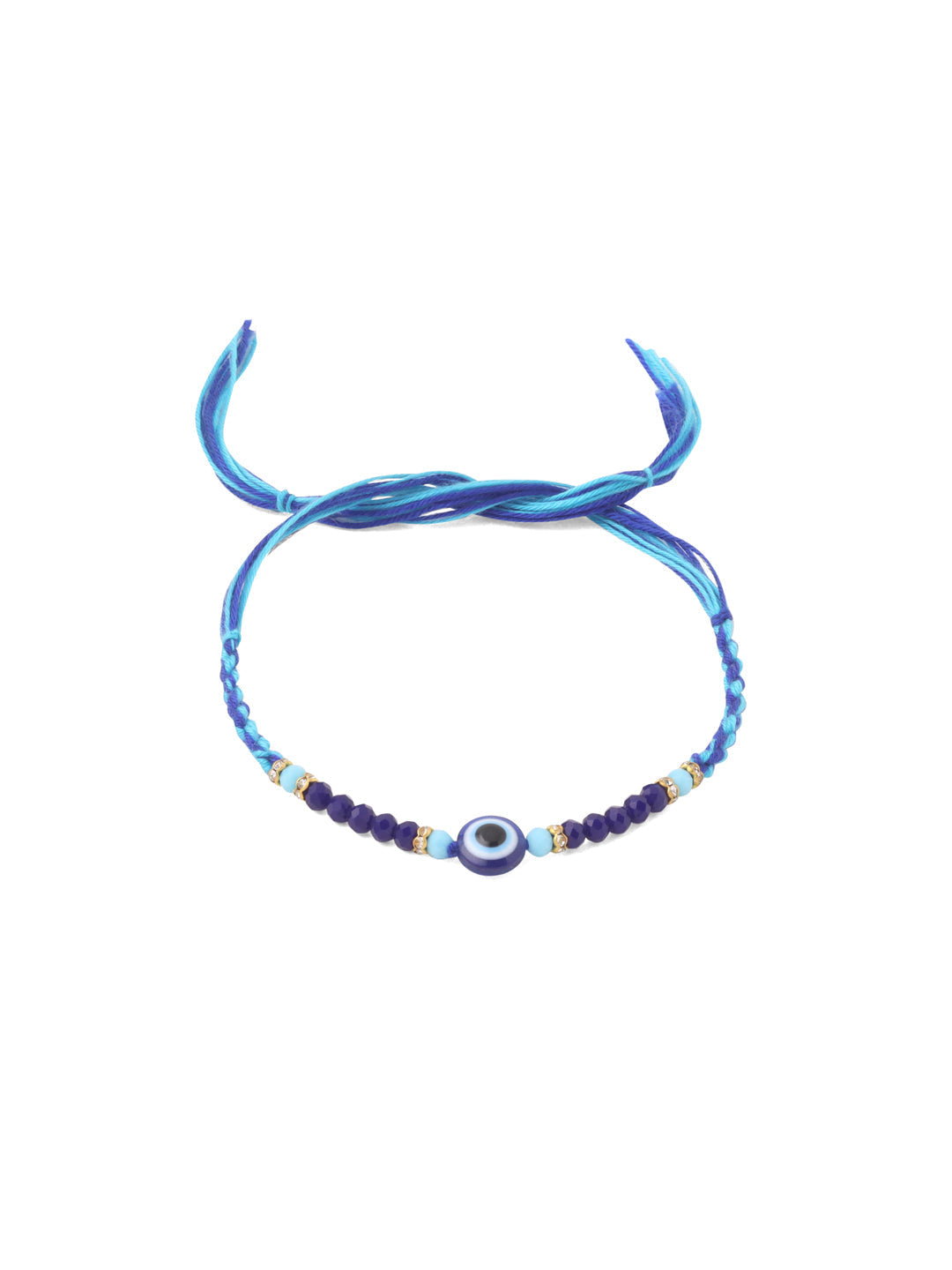 NVR Set of 2 Blue Evil Eye Artificial Beads Bhaiya Bhabhi Rakhi Combo