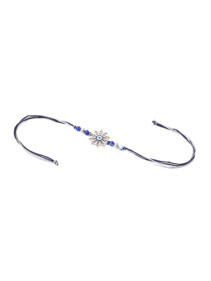 NVR Set of 2 Blue Evil Eye Artificial Beads Bhaiya Bhabhi Rakhi Combo