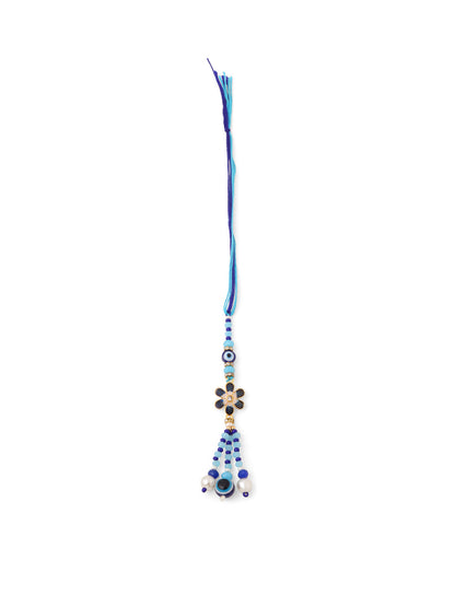 NVR Set of 2 Blue Artificial Beads Evil Eye Bhaiya Bhabhi Rakhi Combo