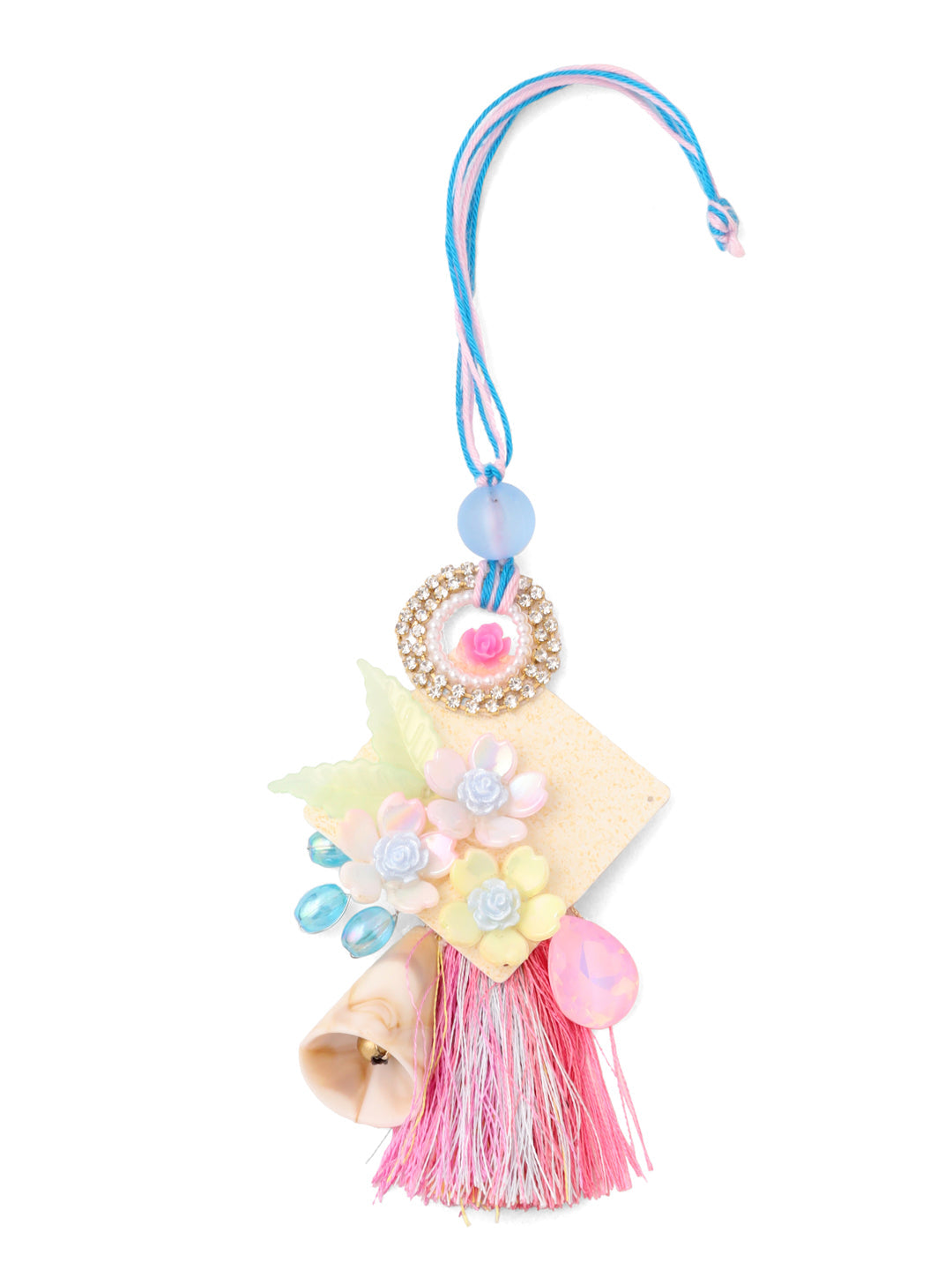 NVR Set of 2 Multicolor Artificial Stones & Beads Floral Design Bhaiya Bhabhi Rakhi Combo