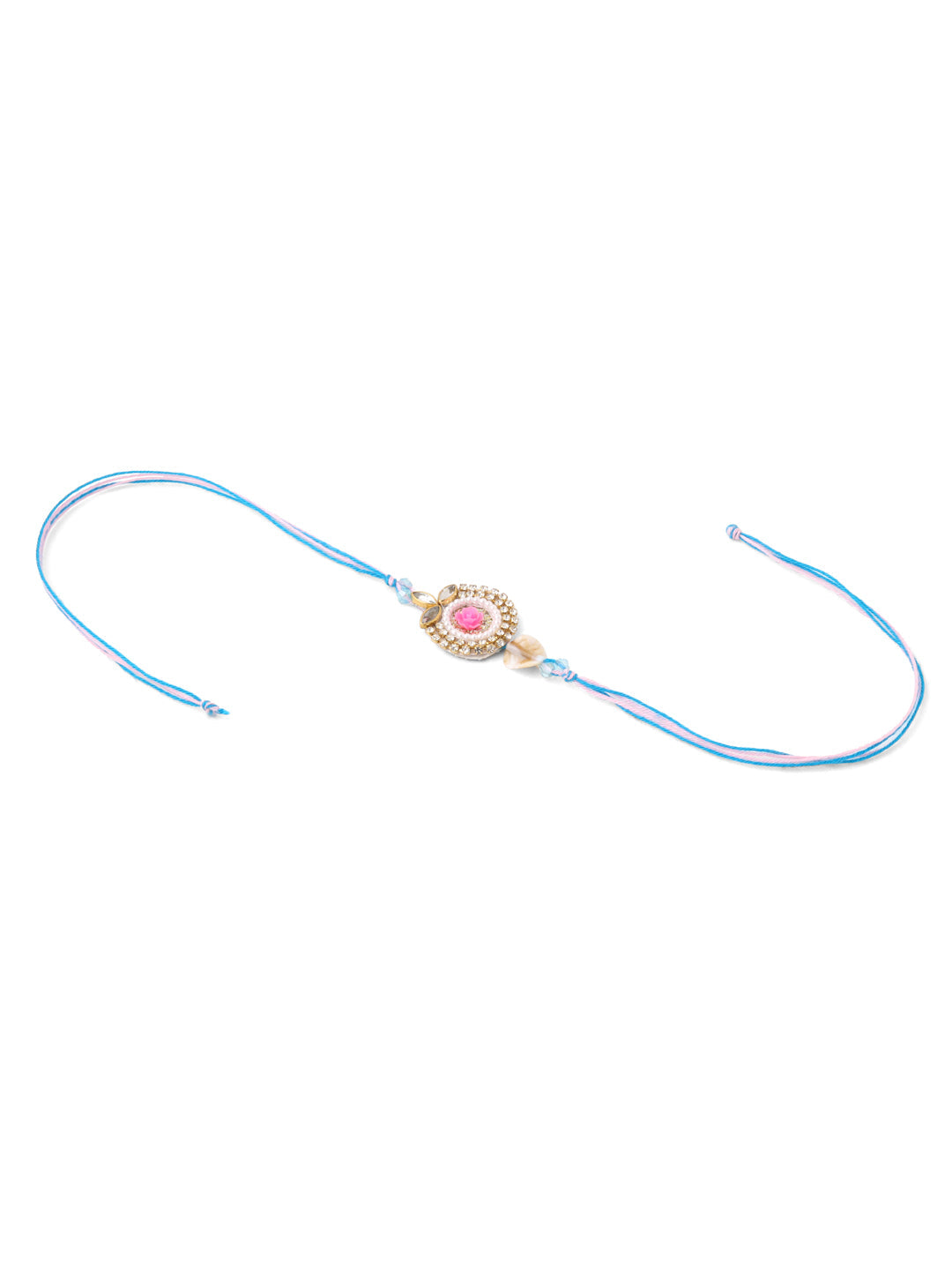 NVR Set of 2 Multicolor Artificial Stones & Beads Floral Design Bhaiya Bhabhi Rakhi Combo