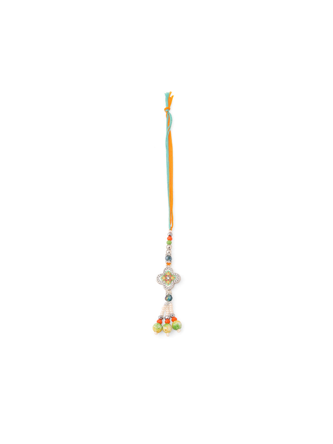 NVR Set of 2 Multicolor Artificial Stones & Beads Floral Bhaiya Bhabhi Rakhi Combo