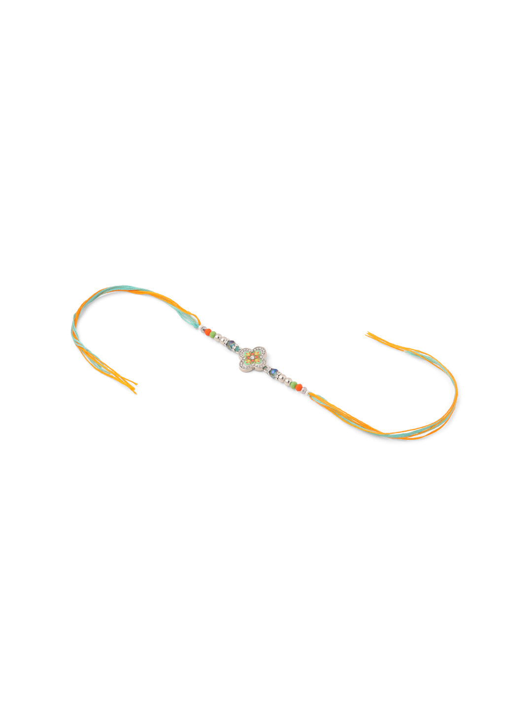 NVR Set of 2 Multicolor Artificial Stones & Beads Floral Bhaiya Bhabhi Rakhi Combo