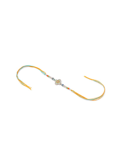 NVR Set of 2 Multicolor Artificial Stones & Beads Floral Bhaiya Bhabhi Rakhi Combo