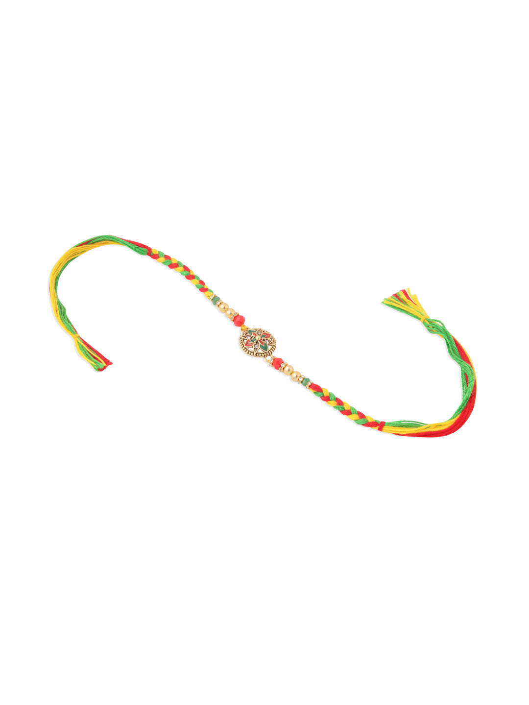 NVR Men Set of 2 Multicolor Floral Design Artificial Stones Thread Rakhi Combo