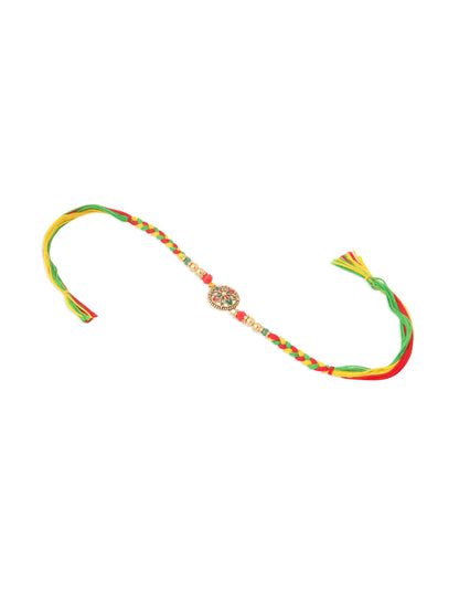 NVR Men Set of 2 Multicolor Floral Design Artificial Stones Thread Rakhi Combo