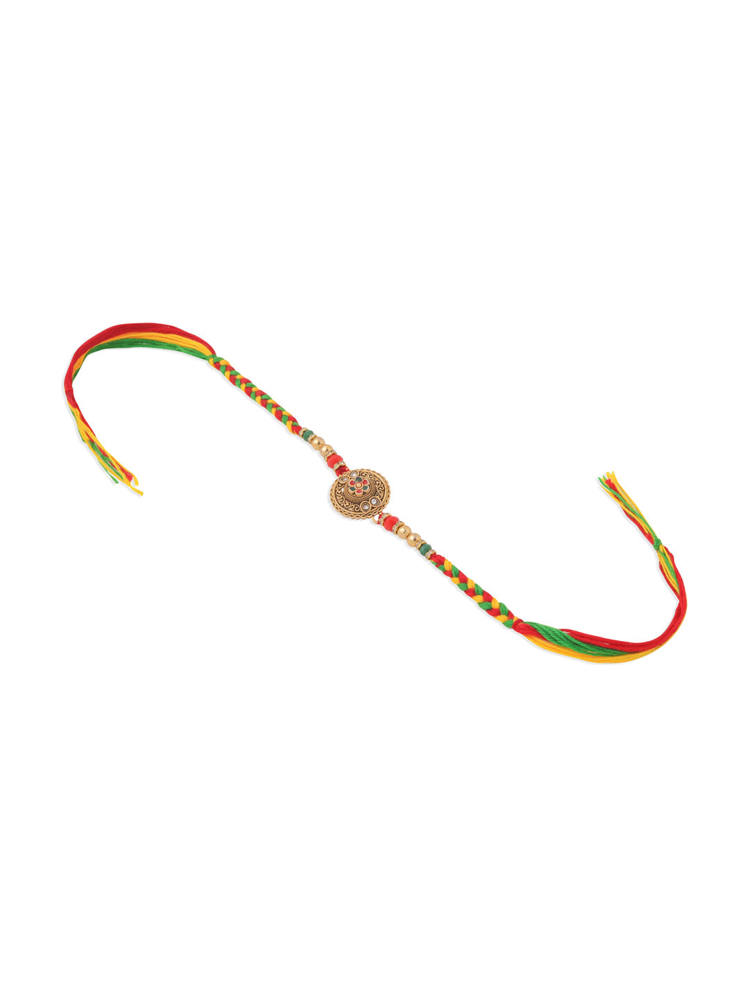 NVR Men Set of 2 Multicolor Floral Design Artificial Stones Thread Rakhi Combo