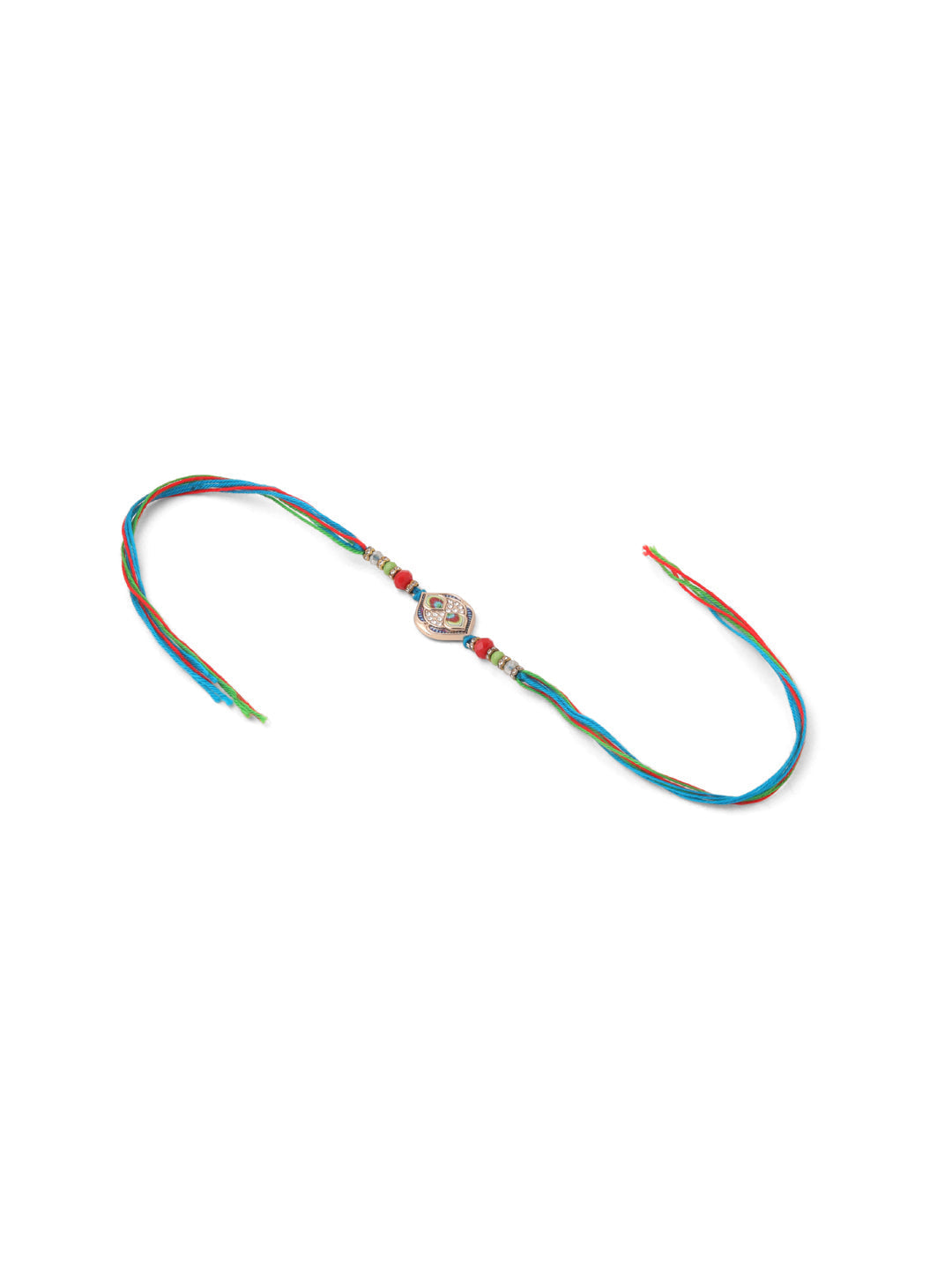 NVR Men Set of 2 Multicolor Artificial Stones Thread Rakhi with Roli Chawal Chandan & Mishri