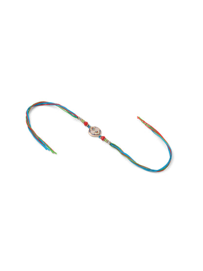 NVR Men Set of 2 Multicolor Artificial Stones Thread Rakhi with Roli Chawal Chandan & Mishri
