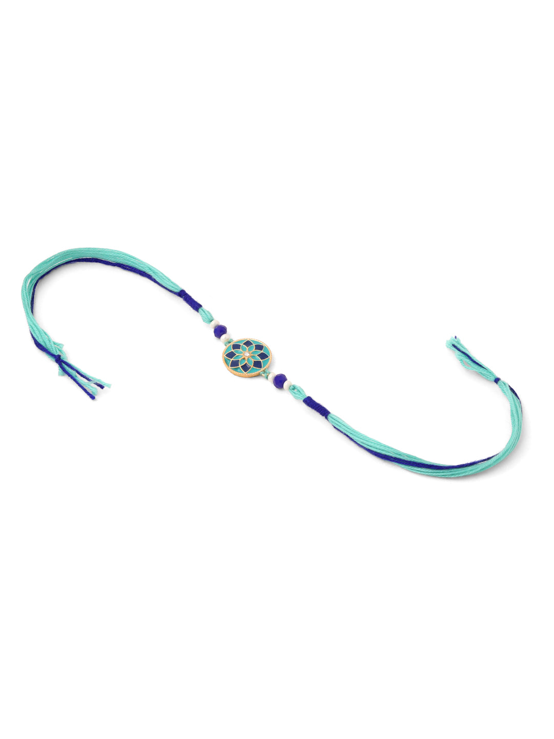 NVR Men Set of 3 Floral Design Multicolor Artificial Beads Thread Rakhi Combo