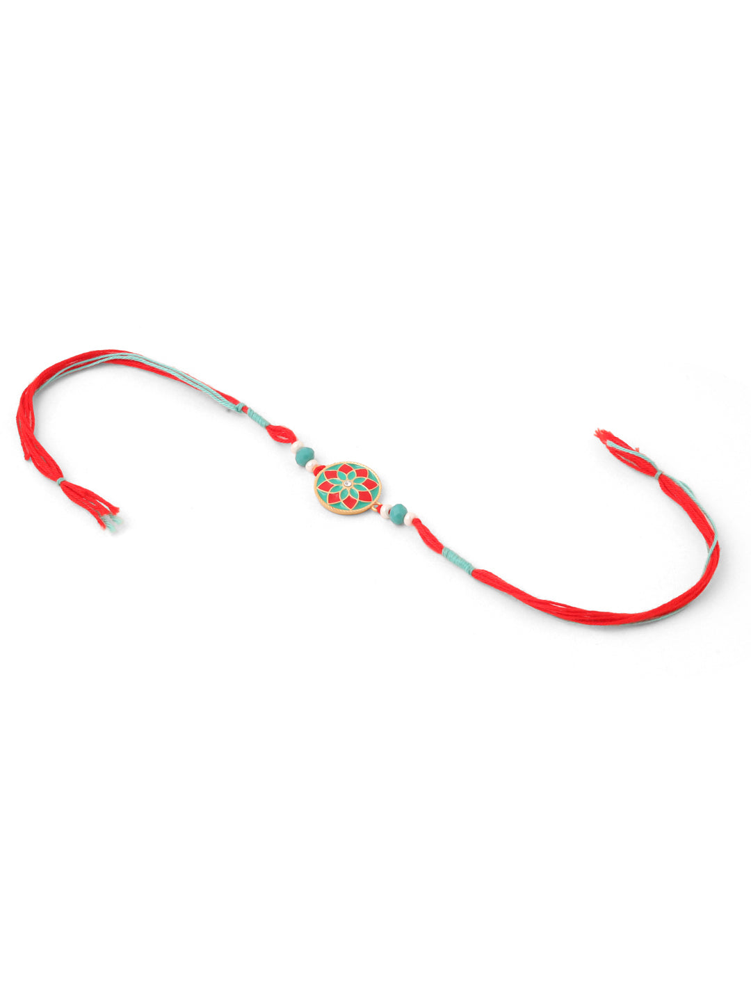 NVR Men Set of 3 Floral Design Multicolor Artificial Beads Thread Rakhi Combo