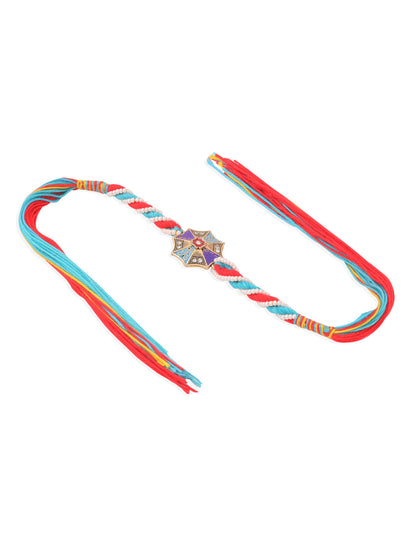 NVR Men Floral Design Multicolor Artificial Stones & Pearls Thread Rakhi Combo