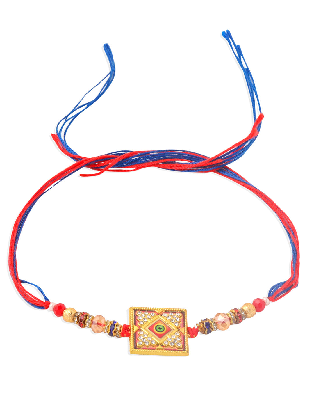 NVR Men Multicolor Artificial Stones Thread Rakhi with Roli Chawal Chandan & Mishri